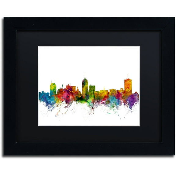 Trademark Fine Art 'Fresno California Skyline' Canvas Art by Michael Tompsett, Black Matte, Black Frame