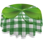 SKYSONIC Clovers Leaf Round Tablecloth St Patrick's Day Washable Polyester Table Cloth Home Restaurat Decorative Table Cover for Wedding Party Dining 60in