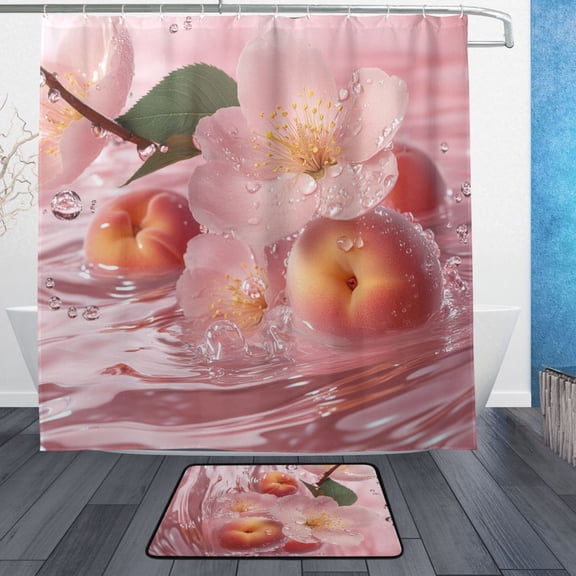 BZSMCE Shower Curtain and Bath Accessory Set,Blossoms in Water Pattern