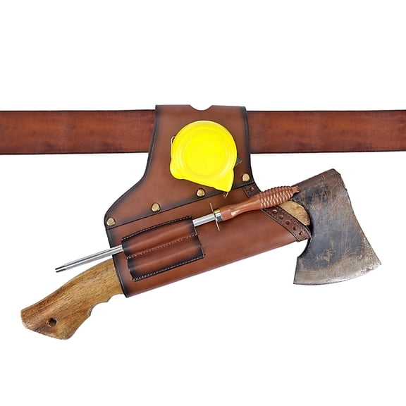 Tourbon Leather Axe Holder Hatchet Cover Tape Measure Clip Tool Sheath Fits 4 Inch Belt 1-Pack