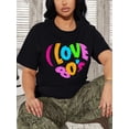 thumbnail image 1 of Camisetas con diseño gráfico para mujer, playera corta, clásico, estética, ropa de verano de los 90Colorful Letter Print Round Neck Sports T-shirt, Short Sleeve Running Casual Tops, Women's Activew, 1 of 8