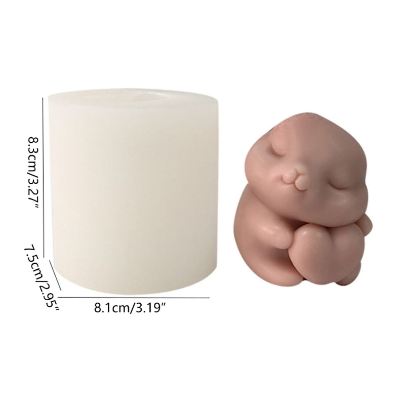 Cute Heart Rabbit Silicone Mold 3D Easter Candle Mould Soap Cake Decorating Tool