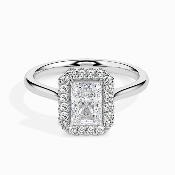 Blue Jewel 1.8 Ct Radiant Cut Lab Grown Diamond Wedding Ring for Women - 14K White Gold Plated Prong Set Engagement Band - Ideal Gift for Engagement, Anniversary, or Birthday