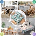 thumbnail image 4 of Blue Christmas Santa and Snowman Pattern Square Tablecloth,Waterproof Square Table Cover,Wipeable Spillproof Washable Table Cover for Home Kitchen Party Decor 42"X42"(107x107cm), 4 of 6