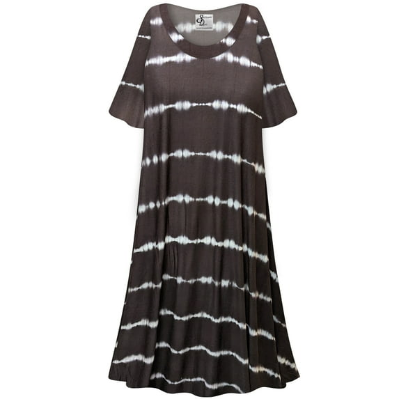Small Nightgowns for Women Sleepshirt Short Sleeve Pajama Soft Sleep Dress Brown Wavelength Print Loungewear