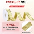 thumbnail image 2 of Uxcell Velvet Wired Ribbon, Velvety Gold Crushed Ribbons Single Faced for Craft Bow Wreaths Chrismas Tree Decorations Yellow, 2 of 7