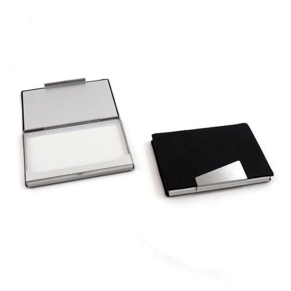 Bey-Berk International D259PB Brown Leatherette Business Card Case with Aluminum Trim