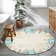 thumbnail image 3 of Round Area Rug 3.3 Ft, Beige Coastal Washable Non-Slip Circle Carpet for Living Room/Bedroom, Summer Nautical Beach Coral Starfish Low-Profile Small Kitchen Mats Collection Rugs for Indoor, 3 of 8