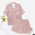 thumbnail image 3 of Ensemble de Pyjama Imprimé Anniversaire pour Femmes - Haut à Manches Courtes et Shorts, Polyester, Idée Cadeau Romantique, 3 of 4