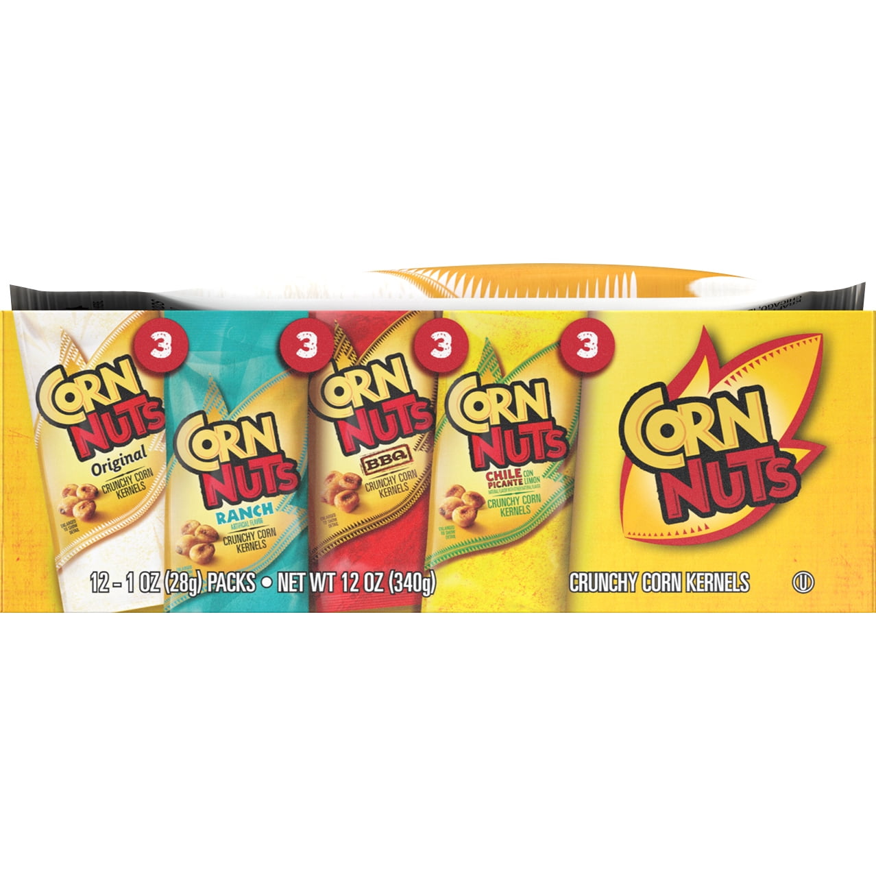 Corn Nuts Original, Ranch, BBQ & Chile Picante Con Limon Crunchy Corn  Kernels Variety Pack, 12 ct Box, 1 oz Packs