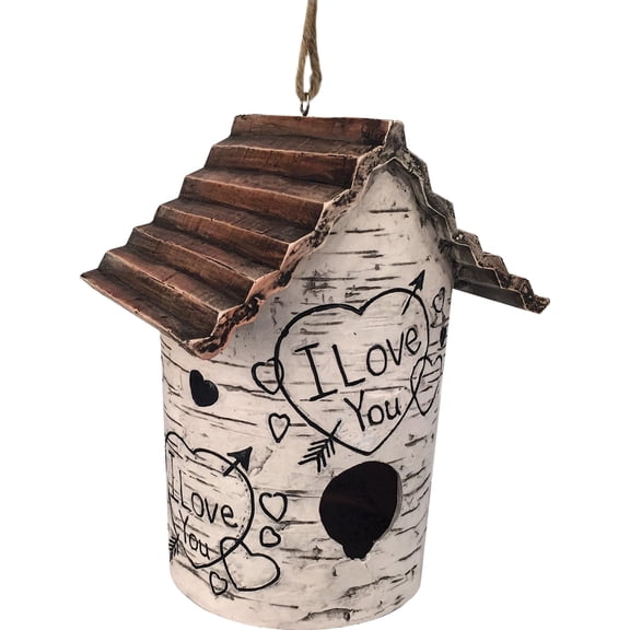 Spoontiques I Love You Birch Tree Decorative Birdhouse