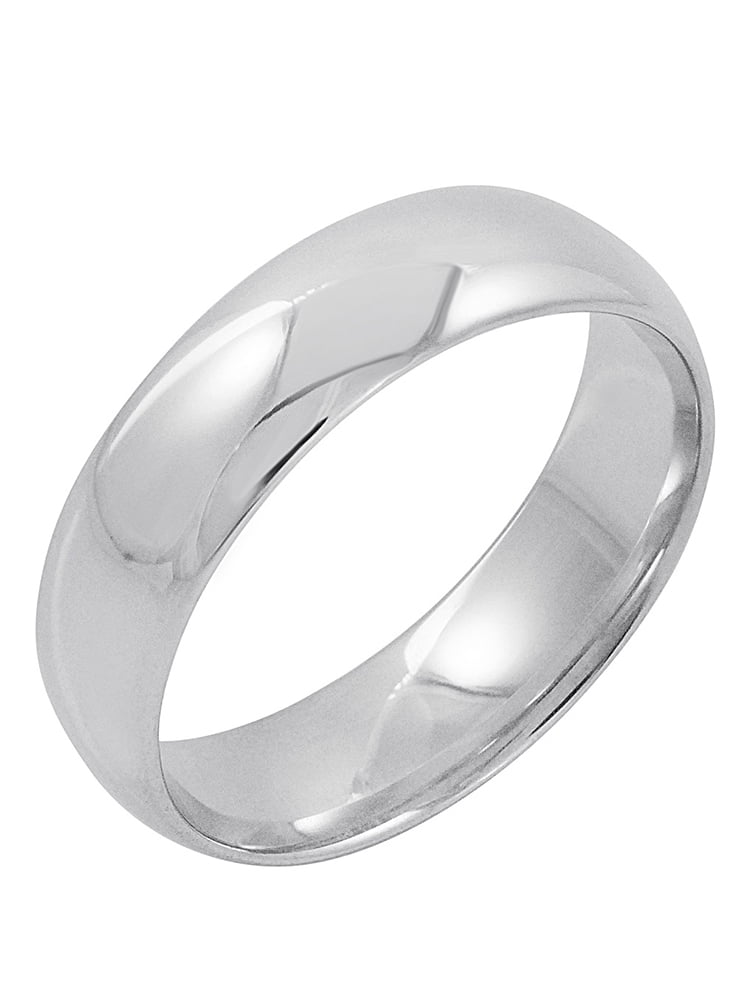 Men's 10K White Gold 6mm Comfort Fit Plain Wedding Band  (Available Ring Sizes 8-12 1/2) Size 9.5
