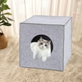 thumbnail image 1 of Cama cubo cueva de fieltro Salvador para interior perrera plegable nido para gato escondite para Chihuahua gatito cachorro Pomerania gris, 1 of 10
