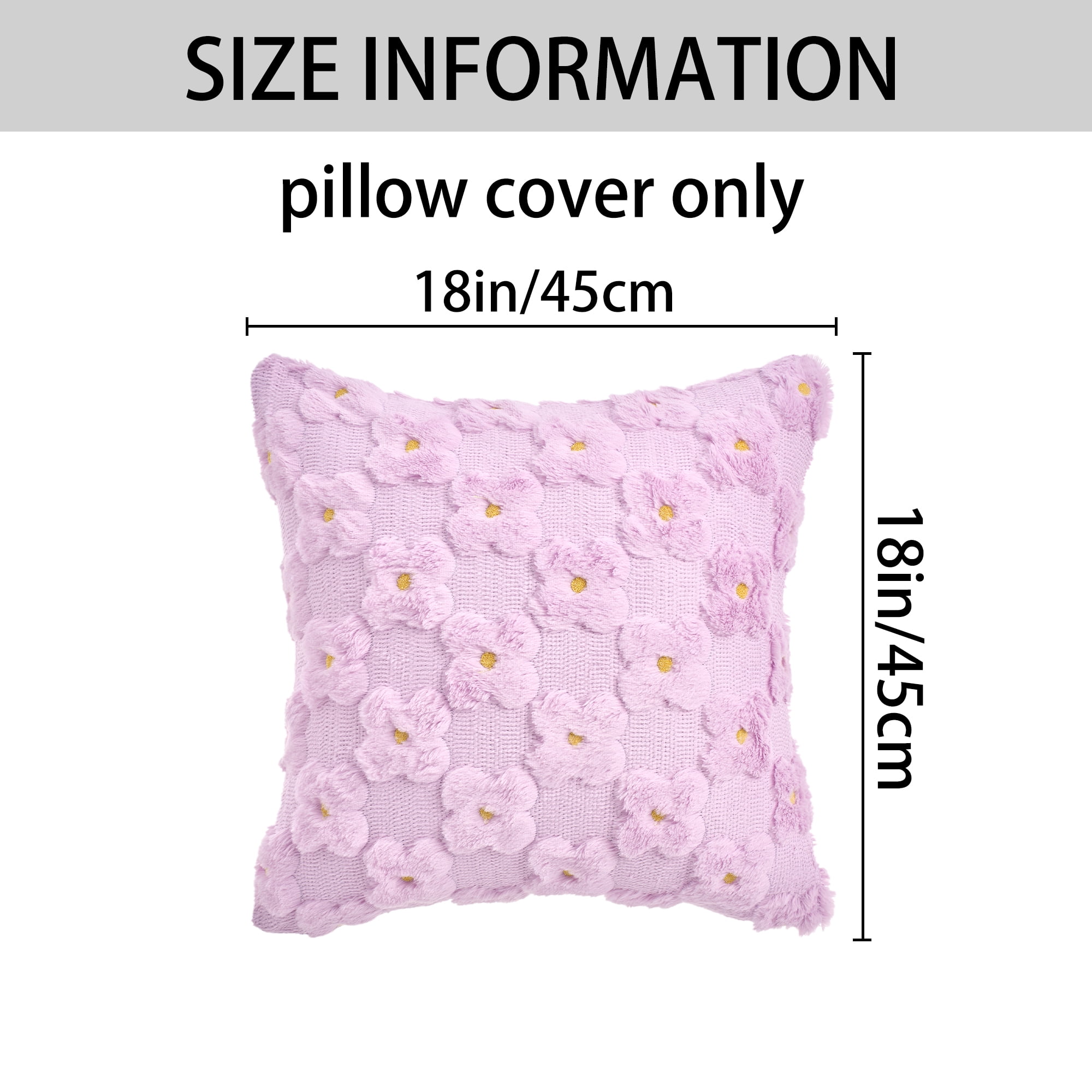 Unique Bargains Cute Daisy Embroidery Pillow Covers Pack of 2 Purple 18" x 18"