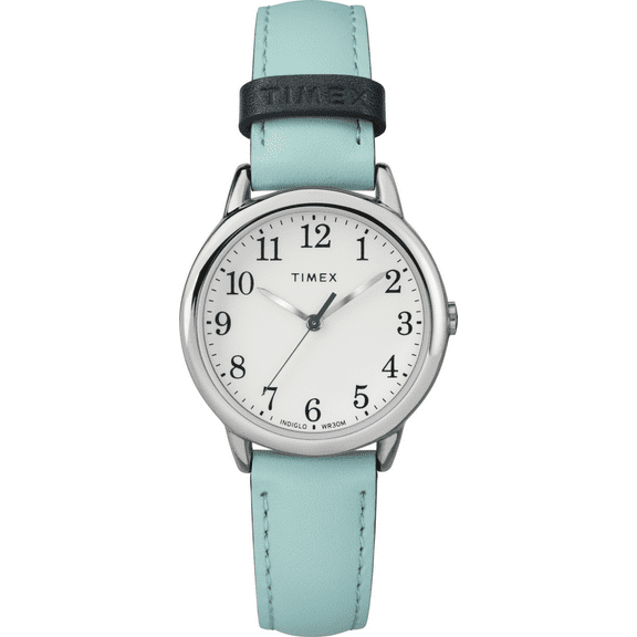 Women's Easy Reader Small Blue/Silver-Tone Watch, Leather Strap