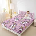 thumbnail image 3 of Metsweet Cartoon Unicorn Bed Sheets 4-Piece, Music Rainbow Polka Dots Full Size Sheets,1 Fitted Sheet, 1 Flat Sheet and 2 Pillowcases, 3 of 5