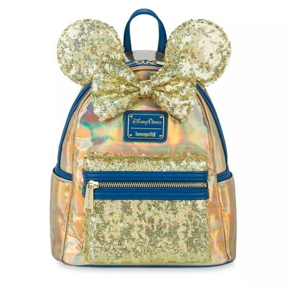 Loungefly Earidescent Gold Sequin Backpack Disney Parks 50th Anniversary