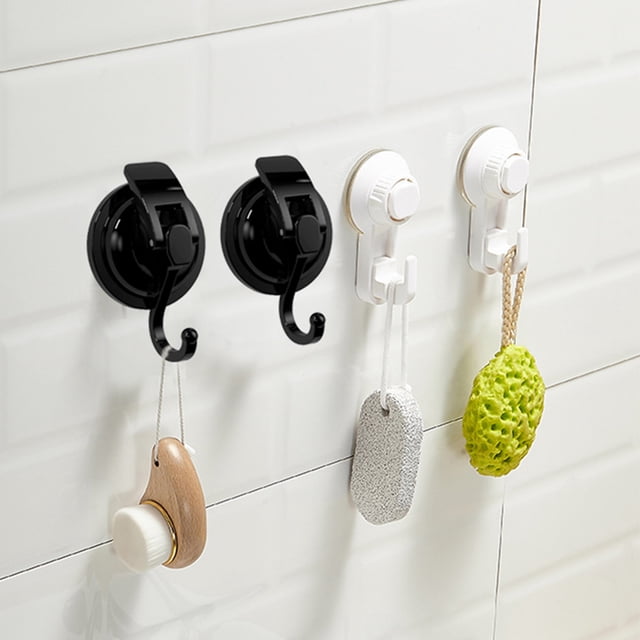 RUNROTOO 2 Pcs Vacuum Multi-purpose Suction Shower Hooks Black Abs Tpu Pu Waterproof Strong Bearing Capacity