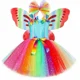 thumbnail image 3 of Disfraz de hada para niñas, vestido de tutú con purpurina y arcoíris con alas de mariposa, para fiestas de cumpleaños de Halloween y princesas, 3 of 5