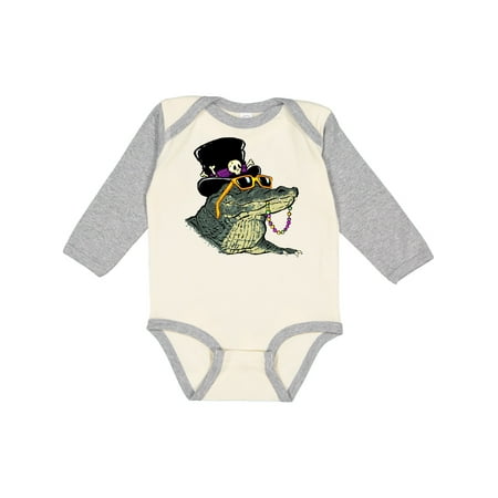 

Inktastic Mardi Gras VooDoo Gator Gift Baby Boy or Baby Girl Long Sleeve Bodysuit