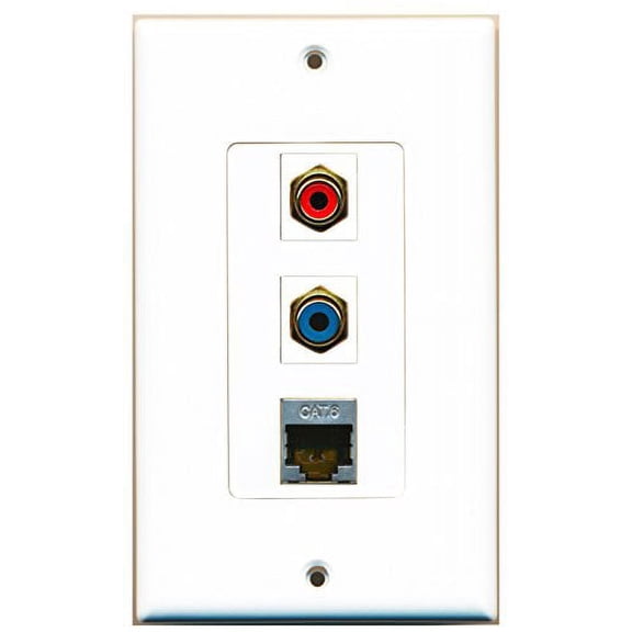 RiteAV - 1 Port RCA Red and 1 Port RCA Blue and 1 Port Shielded Cat6 Ethernet Decorative Wall Plate Decorative