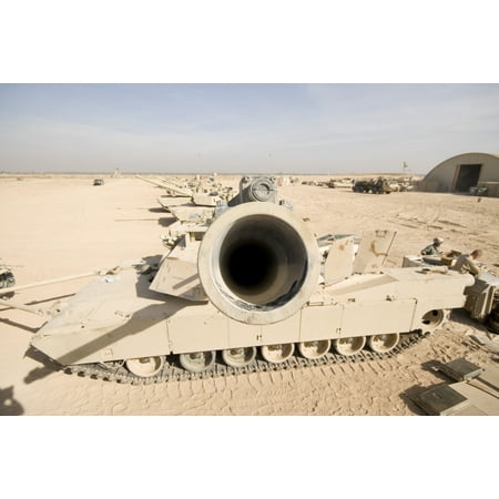 M1 Abrams tank at Camp Warhorse Canvas Art - Terry MooreStocktrek Images (35 x