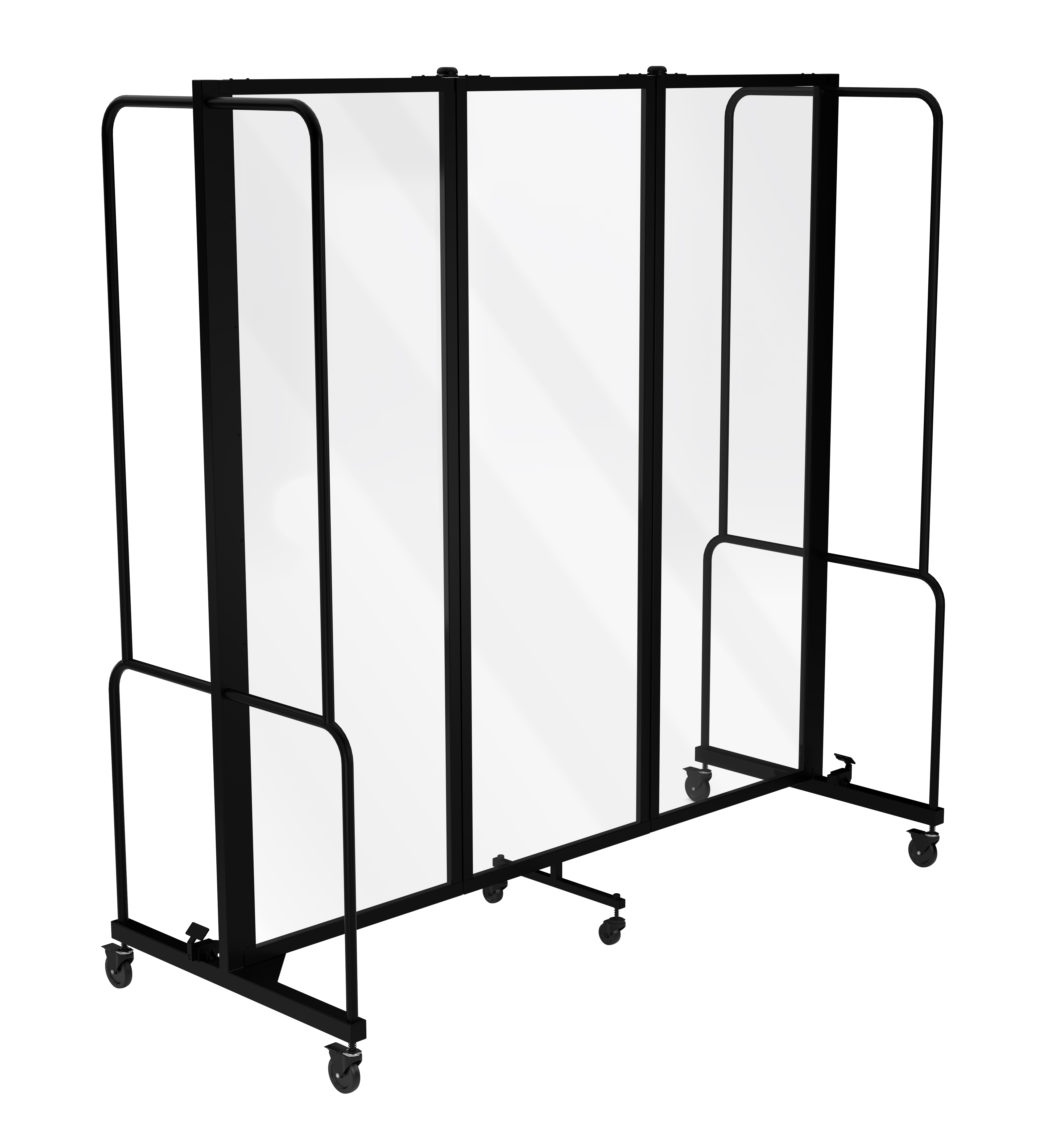 Hampden Furnishings Otis Collection Portable Room Divider, 3 Transparent Panels, Black Frame