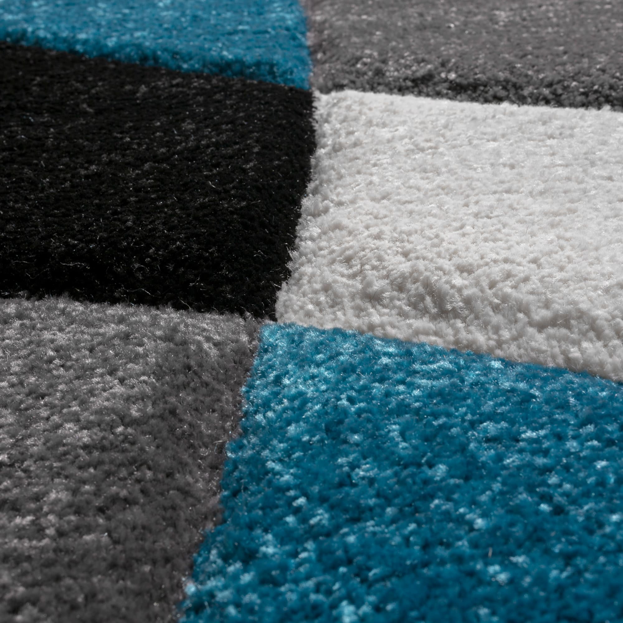 Paco Home Modern Living Room Rug with Artful Geometric Pattern in Blue Black