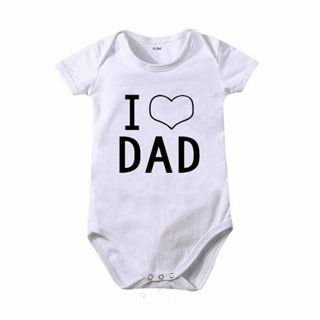 

MELDVDIB Father s Day Baby Boys Girls Cotton Romper Letter Printed Jumpsuit Short Sleeve Bodysuits Infant Funny Onesie for 0-24 Months