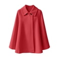 thumbnail image 4 of Women Solid Color Button Front Long Sleeve Wool Blend Coat, Casual Loose Fit Lapel Outerwear, Fashion Mid Length Overcoat for Daily Outdoor Wear Red XXL(XXL), 4 of 9