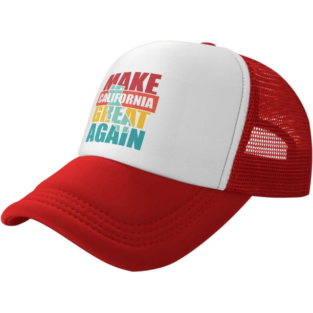 Make California Great Again Funny T-Shirt for Unisex Baseball Cap, Breathable Mesh Adjustable Cap Black