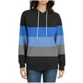 thumbnail image 4 of HAiming Womens Color Block Hoodies Casual Long Sleeve Pullover Drawstring Hooded Sweatshirt with Pocket, 4 of 6