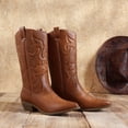 thumbnail image 3 of Botas DREAM PAIRS estilo vaquero media caña con caña de 25 cm color tan talla 8.5, 3 of 7