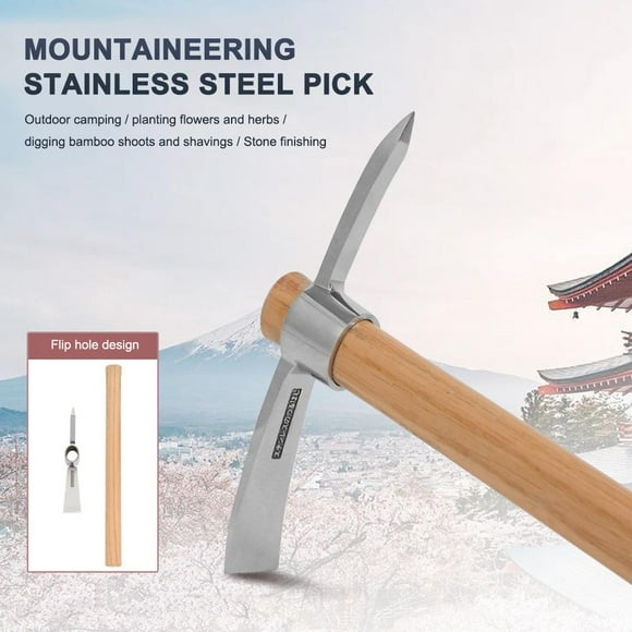 Peggybuy Outdoor Stainless Steel Pickaxe Weeding Pick Axe Heavy Duty for Camping Hiking