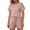 Pink, variant on Bixock Womens 2 Piece Loungewear Sets Casual Summer Outfits Crew Neck Ruffle Short Sleeve Top and Drawstring Pocket Shorts Sleepwear
