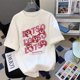thumbnail image 2 of Camiseta de manga corta con estampado de fresas y oso para mujer, de marca de moda, estilo veraniego, estilo Hong Kong, versátil, bonita, de algodón puro, de media manga, 2 of 4
