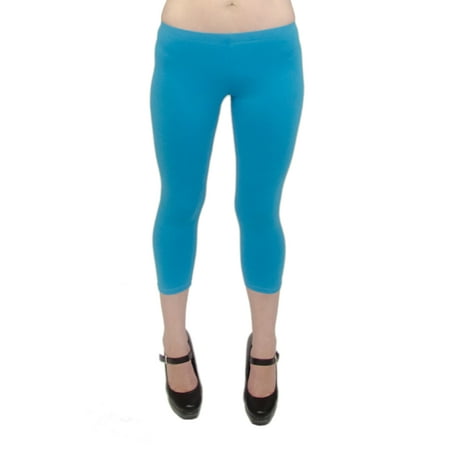 - Vivian's Fashions Capri Leggings - Cotton, Misses Size (Turquoise, S)