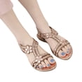 thumbnail image 3 of Dsscvnef Women Summer Sandals Elastic Band Rhinestone Casual Open Toe Flat Soft Bottom Breathable Comfortable Lightweight On, 3 of 7