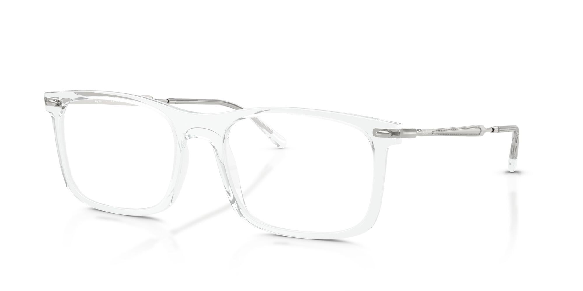 Ray-Ban Eye Glasses with Polished Transparent Nylon Frames and Demo Lens, Size 56