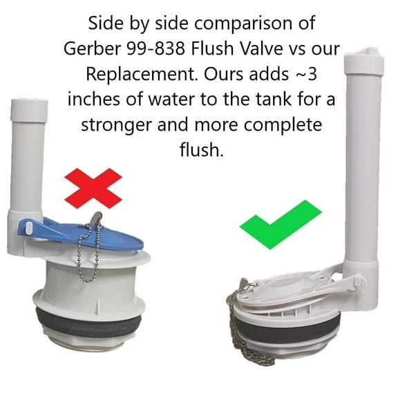 3 Inch Gerber Flush Valve Replacement for Viper Compact Elongated HE-28-570 (Part # 99-838)