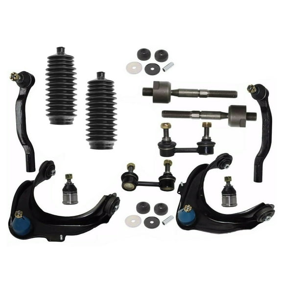 14 Pc Front Suspension Kit Upper Control Arms and Ball Joints Sway Bars Tie Rods with Bellow Boots