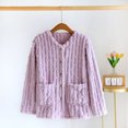 thumbnail image 5 of Textilo Flannel Bed Jackets for Ladies Long Sleeve Button Up V Neck Jacket with Pockets Fuzzy Fleece Coats Fall Winter 2026 Casual Soft Lounge Warm Sleepwear,Purple M, 5 of 6
