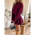 thumbnail image 5 of Fall Sweater Sets Skirt Sets Women 2 Piece Outfits Long Sleeve Top and Skirts Set Wine Red L, 5 of 7