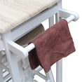 thumbnail image 5 of Semicircular Folding Dining Table Cart with 2 Drawers and 2 Stools, Bar Table Set Cart with Wooden Handle, Wheels and Footrest, 3 Pack Drop Leaf Table Set for Kitchen and Restaurant, White, 5 of 9