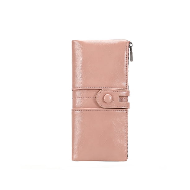 Qarigey Cartera larga para mujer, monedero con cremallera, monedero, bolso para teléfono móvil, soporte para dinero, tarjeta práctica, Carteras Rosa