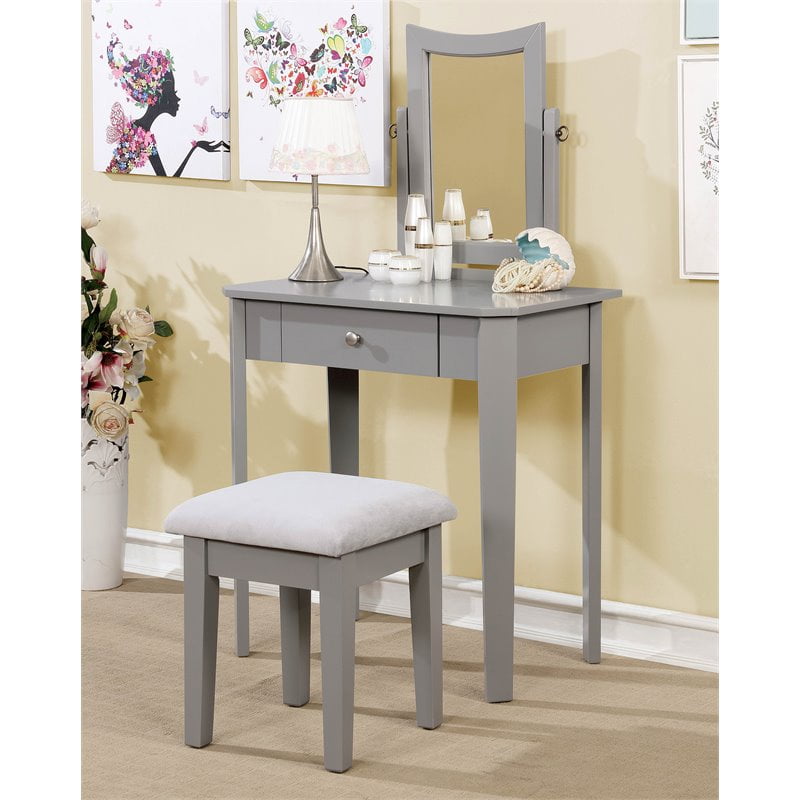 Furniture of America Adul Contemporary Vanity Set in Grey