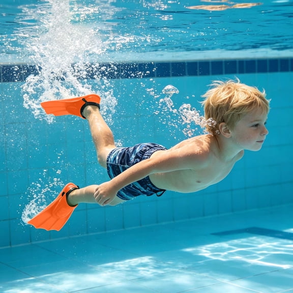 Swim Fins Lightweight Flexible Blade with Adjustable Open Heel Straps Snorkeling Flippers for Swimmers Pool Beach Water Activities 7.28Inch