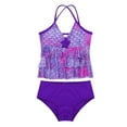 thumbnail image 4 of YONGHS Kids Girls Mermaid Swimsuit 2PCS Bikini Summer Bathing Suit Tankini Tops with Bottoms A Purple 8, 4 of 7