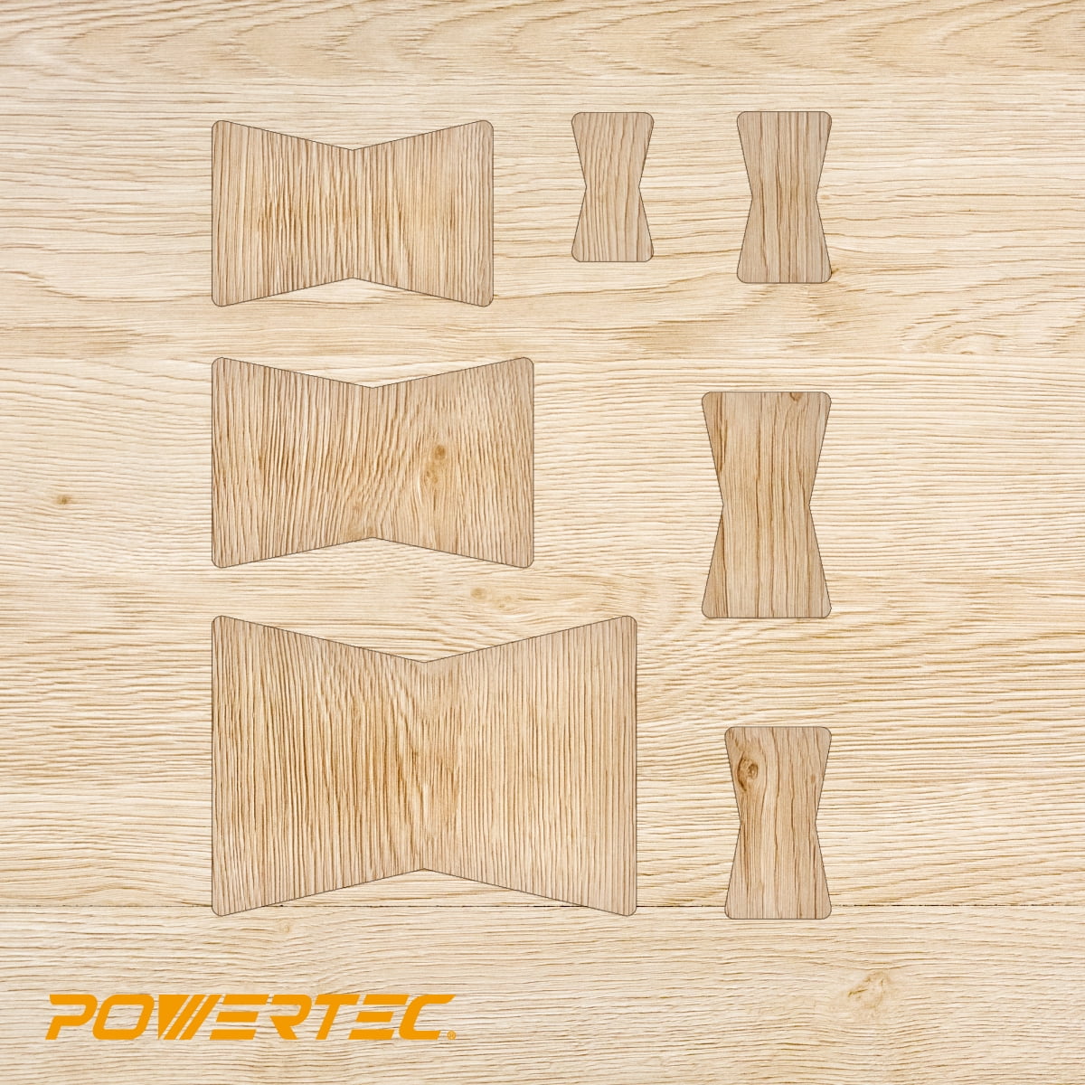 POWERTEC Router Bits Solid Brass Inlay Kit w/Butterfly Template 7 in 1 Decorative Bowtie (71869)