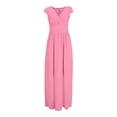 thumbnail image 5 of Leeye High Waist Short Sleeve V Neck Long Dresses for Wedding Proms Party Graduation Date Night Outingand Casual, Chiffon, 1PC, 3XL, Pink (Women's), 5 of 5